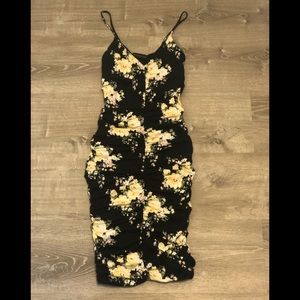 Black Floral Vintage Midi Dress